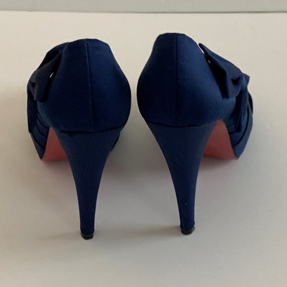 Paris Hilton Open Toe Blue Platform Heels Size 8.5 - Picture 4 of 8